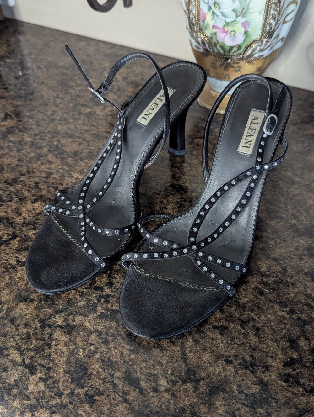 Alfani Rhinestone Sandle Kitten Heels 6.5